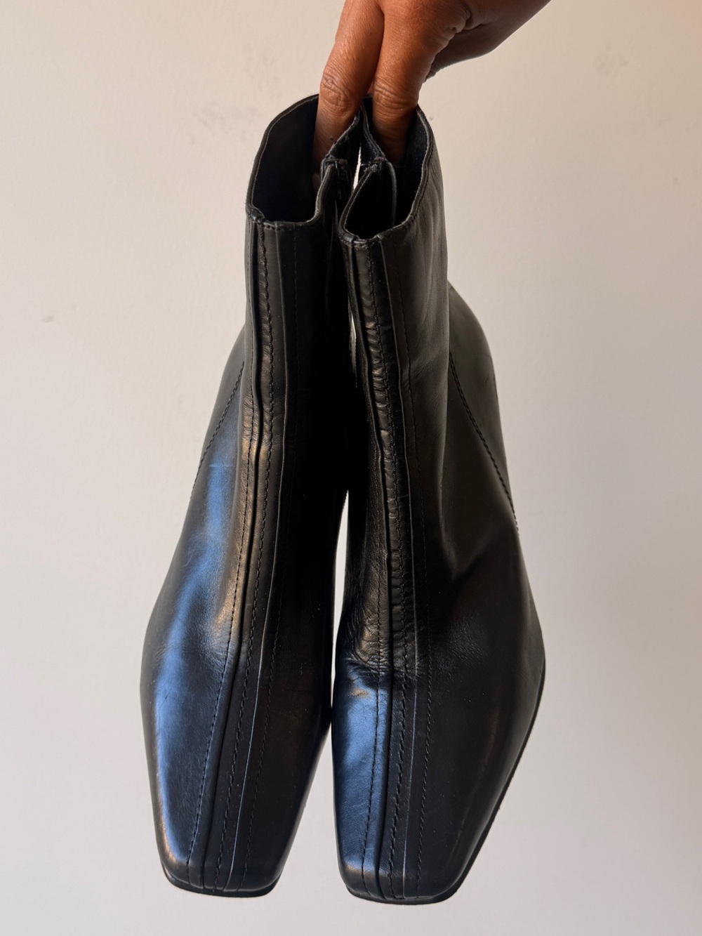 croft & barrow Black Leather Square-Toe Ankle Boots